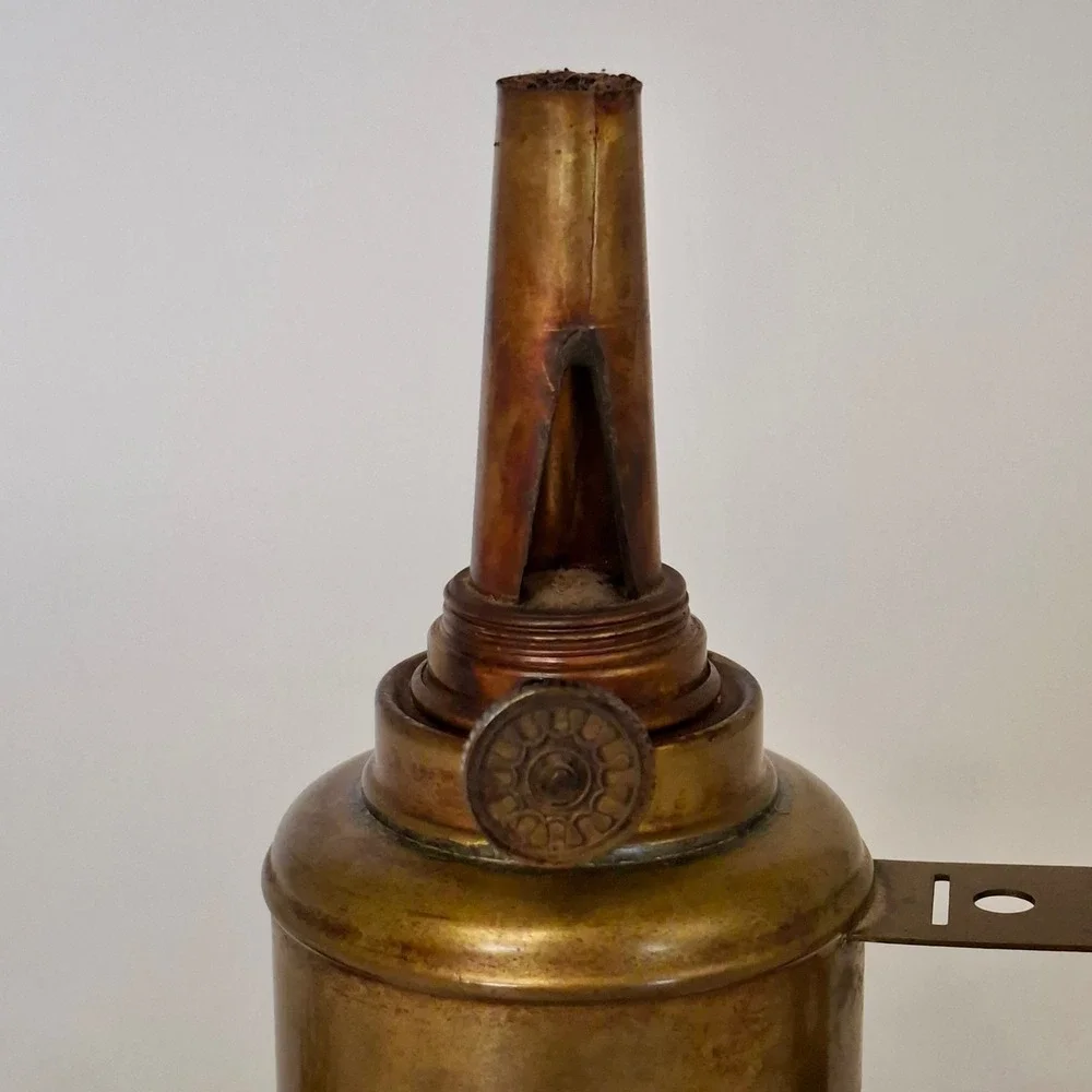 Antique Pigeon Style Brass Oil Lamp Wall Mount Glass Globe c1900 Unmarked
